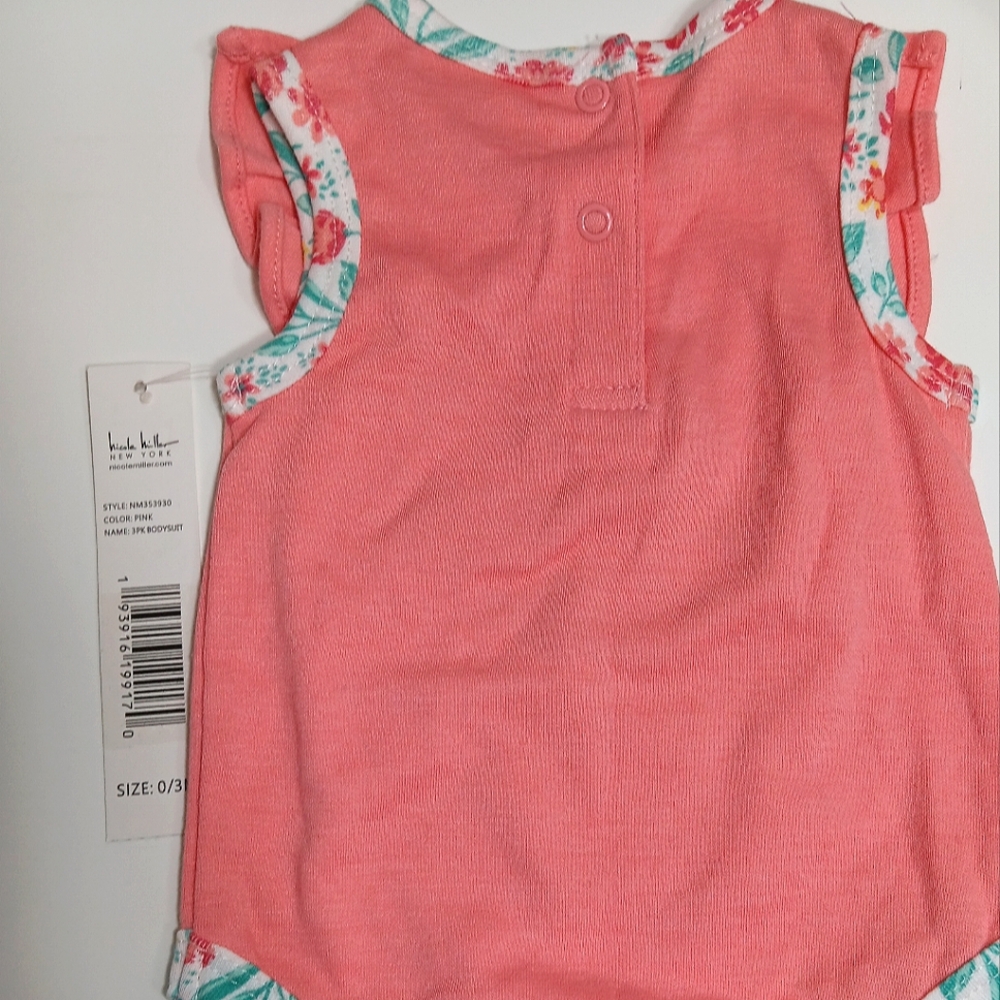 Nicole Miller New York Peach Spring Floral Onesie 0/3 Months NWT! - Picture 9 of 9
